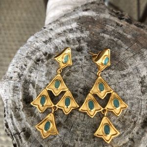 Julie Vos green chalcedony drop earrings